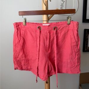 C&C Linen Drawstring Shorts Coral Pink Women’s Size Small Coastal Summer